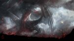  absurdres ancalagon ckgoksoy cloud cloudy_sky commentary dragon english_commentary giant giant_monster highres monster no_humans red_theme signature silmarillion sky 