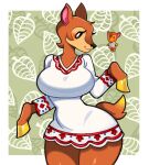  animal_crossing anthro big_breasts black_eyes black_nose breasts brown_body brown_fur cervid clothing curvaceous curvy_figure dress eyelashes fauna_(animal_crossing) female fur hi_res hooves hourglass_figure mammal mature_anthro mature_female nintendo paperrose pattern_background pink_ears pupils reference_image scut_tail short_tail simple_background small_tail solo tan_body tan_fur thick_thighs video_games voluptuous white_clothing white_dress white_pupils wide_hips yellow_hooves 