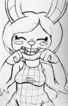  animal_crossing anthro breasts carmen_(animal_crossing) cute_expression cute_face drawing female hi_res j2_sharp lagomorph leporid mammal monochrome nintendo rabbit simple_background smile smiling_at_viewer solo video_games white_background 