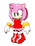  accessory amy_rose anthro boots clothing dress eulipotyphlan female footwear fur gloves green_eyes handwear headband hedgehog hi_res mammal mouthless pink_body pink_fur rceezus sega simple_background solo sonic_adventure sonic_the_hedgehog_(series) video_games white_background 