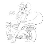  2021 anthro dbaru domestic_cat felid feline felis female hi_res holding_helmet kitty_katswell looking_back mammal monochrome motorcycle motorcycle_helmet nickelodeon sketch solo t.u.f.f._puppy vehicle 