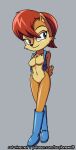  anthro archie_comics blue_eyes boots boots_only bottomless breasts brown_body casual_nudity chipmunk clothed clothing digital_media_(artwork) featureless_breasts featureless_crotch female footwear footwear_only fur ground_squirrel hair hi_res mammal mostly_nude nude rodent sally_acorn sciurid sega solo sonic_the_hedgehog_(archie) sonic_the_hedgehog_(comics) sonic_the_hedgehog_(series) thelazylonewolf topwear topwear_only vest vest_only video_games 