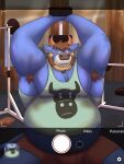  2021 alfredblaze anthro armpit_hair belly blue_body blush body_hair bottomwear bovid bovine cattle clothing exercise hi_res male mammal musclegut overweight overweight_anthro overweight_male shirt shorts solo topwear workout 