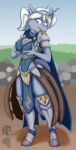  absurd_res armor breast_grab breasts cleavage clothed clothing equid female female_focus hand_on_breast hi_res invalid_tag ivory_(mlp) knight mammal standing suggestive warrior 