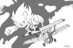  2019 aircraft airplane anthro ballad-of-gilgalad biped biplane canid canine classic_sonic classic_sonic_(universe) classic_tails clothing cloud digital_media_(artwork) duo eulipotyphlan fist flying footwear fox frown fur gloves greyscale handwear hedgehog hi_res male mammal miles_prower monochrome open_mouth open_smile outside plantigrade shoes sky smile solo_focus sonic_the_hedgehog sonic_the_hedgehog_(series) super_sonic 