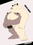  2021 absurd_res anthro balls black_nose blush erection genitals hi_res humanoid_genitalia humanoid_hands humanoid_penis male moobs nintendo nipples overweight overweight_anthro overweight_male pangoro penis pok&eacute;mon pok&eacute;mon_(species) smashbeaw solo video_games 