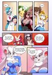  anthro anthrofied blush braixen bray_(lucyfercomic) breasts cinccino cleavage clothed clothing comic cute_fangs dr._voir dress eeveelution english_text eyewear female gardevoir glasses gloves group hair_over_eyes handwear hat headgear headwear hi_res human hybrid inner_ear_fluff inside leafeon licking licking_lips licking_own_lips lucyfercomic male mammal nintendo pok&eacute;mon pok&eacute;mon_(species) pok&eacute;mon_trainer pok&eacute;morph self_lick speech_bubble text tongue tongue_out tuft video_games 