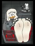  3:4 5_toes anthro arcadias avian barefoot bdsm bondage bound captured della_duck disney ducktales ducktales_(2017) feet female foot_focus fully_bound prisoner restrained soles solo straitjacket tickling_machine toe_restraints toes 