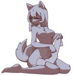 amano anthro breasts canid canine digital_media_(artwork) featureless_breasts female fur hair hi_res looking_at_viewer mammal simple_background solo white_background 