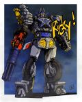  absurdres arm_cannon clenched_hand highres kikai_sentai_zenkaiger looking_up mecha moyan no_humans procreate_(medium) science_fiction solo standing super_robot super_sentai tokusatsu twokaioh_ricky weapon yellow_eyes 