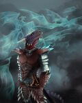  2021 4:5 anthro armor clothed clothing digital_media_(artwork) dragon gelangweiltertoaster hi_res male spirit standing wingless_dragon yellow_eyes 