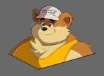  2021 anthro black_nose brown_body brown_fur clothing fur hat headgear headwear hi_res lutrine male mammal mustelid overweight overweight_anthro overweight_male portrait shirt solo splashburr topwear 