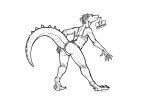  absurd_res anthro butt clothing dragon female hi_res minmiki monochrome russian_text scalie sketch solo swimwear text 