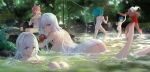  animal_ears ass cropped long_hair nude swd3e2 towel water wet white_hair 