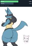  ambiguous_gender anthro big_butt blue_body butt crossed_arms digitalpelican dreadlocks hi_res legendary_pok&eacute;mon looking_away lucario mewtwo nintendo pok&eacute;mon pok&eacute;mon_(species) red_eyes solo spikes thick_thighs video_games 