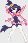  accessory animaniacs animaniacs_(2020) anime-aniacs anthro black_body black_fur breasts cosplay dot_warner fangs female fur hair_accessory hi_res impossible_clothing kill_la_kill pink_eyes senketsu simple_background solo source_request studio_trigger unknown_artist warner_brothers 