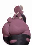  absurd_res anthro big_butt brown_body brown_fur butt butt_focus clothing emberwick female fur hi_res lagomorph long_ears looking_back mammal mega_evolution mega_lopunny nintendo overweight overweight_anthro overweight_female pok&eacute;mon pok&eacute;mon_(species) signature simple_background solo torn_clothing video_games white_background 