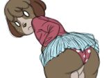  animal_crossing anthro ayanrei27 balls big_butt bottomwear bubble_butt butt canid canine canis clothed clothing crossdressing dancewear digby_(animal_crossing) domestic_dog genitals girly male mammal nintendo panties panty_shot shy skirt solo tutu underwear video_games 