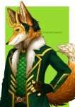  absurd_res alternate_species anthro armor black_hair canid canine clothed clothing fox green_eyes hair headgear helmet hi_res inner_ear_fluff loki_(marvel) looking_at_viewer male mammal marvel smile solo tuft zintai24 