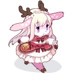  1:1 2021 anthro antlers bell blush capreoline cervid christmas clothed clothing female fully_clothed holidays hooves horn kemono kishibe mammal purple_eyes reindeer ribbons simple_background smile solo star white_background 