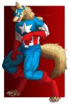  absurd_res alternate_species anthro armor canid canine captain_america clothed clothing fox furrification hi_res male mammal marvel solo species_transformation transformation zintai24 