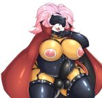  anthro big_breasts breasts cloak clothed clothing curvy_figure dildo ear_piercing felid female fingers fur garter_straps hair hi_res huge_breasts kemono legwear lion long_hair mammal mask nipple_piercing nipples open_mouth overweight overweight_anthro overweight_female pantherine piercing pink_hair portrait rubber sex_toy shibaemonxsk simple_background solo strapon thick_thighs thigh_highs three-quarter_portrait tight_clothing voluptuous white_background white_body white_fur wide_hips 