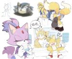  anthro blaze_the_cat c52278 canid canine clothed clothing crossdressing domestic_cat embarrassed felid feline felis female footwear fox gloves group handwear male mammal miles_prower panties sonic_the_hedgehog_(series) text translation_request underwear upskirt video_games 