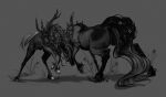 antlers blacknemera cervid digital_media_(artwork) duo feral fur hi_res hooves horn male mammal 