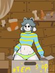  anthro breasts canid canine clothed clothing dwuuny1 felid feline female hair mammal tem temmie_(undertale) text topwear undertale video_games white_body 