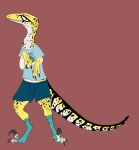  bottomwear clothing collaboration denmur dinosaur dromaeosaurid feral footwear hi_res kitsune2000 male reptile scalie semi-anthro shorts socks solo theropod utahraptor 