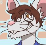  anthro brown_hair eyewear fur glasses hair male mammal mouse murid murine profile robbie_the_mouse rodent smile smiling_at_viewer solo unknown_artist white_body white_fur 