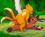  all_fours berry buizel doggystyle duo female feral food from_behind_position fruit hi_res male male/female mr.smile nickit nintendo onomatopoeia outside plant pok&eacute;mon pok&eacute;mon_(species) sex sound_effects text video_games 