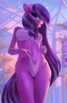  anthro belly bikini breasts clothed clothing equid equine female floppy_ears friendship_is_magic fur hair hasbro hi_res horse jewelry jumperkit long_hair looking_at_viewer mammal moon my_little_pony navel panties pink_body pink_fur pony pool_(disambiguation) purple_hair serenity_pond skimpy smile solo sunset swimming_pool swimwear twilight_sparkle_(mlp) underwear wet wet_body wet_clothing wet_fur 