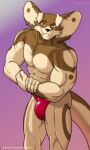  2021 absurd_res anthro bulge canid canine canis clothed clothing digital_media_(artwork) domestic_dog flexing fur hi_res hybrid looking_at_viewer male mammal mostly_nude muscular muscular_anthro muscular_male prismanoodle_(artist) reptile scalie simple_background smile snake solo underwear 