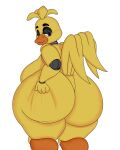  2020 4_fingers animatronic anthro avian beak bedroom_eyes big_breasts big_butt bird black_eyebrows breasts butt butt_grab chica_(fnaf) chicken curvy_figure eyebrows feathers female fingers five_nights_at_freddy&#039;s galliform gallus_(genus) hand_on_butt hi_res huge_breasts huge_butt looking_back machine narrowed_eyes non-mammal_breasts orange_beak overweight overweight_anthro overweight_female phasianid purple_eyes robot seductive side_boob simple_background smile solo spicysausages tail_feathers thick_thighs video_games voluptuous white_background wide_hips yellow_body yellow_feathers 