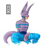  anthro ball_gag bdsm beerus blush bodily_fluids bondage bound domestic_cat dragon_ball dragon_ball_super drooling erection felid feline felis gag gagged genital_fluids hairless hairless_cat hi_res male mammal not-reccomendable-for-work precum rope rope_bondage saliva solo sphynx_(cat) submissive submissive_male sweat 