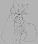  &lt;3 anthro big_breasts bottomwear breasts cleavage clothed clothing curvaceous curvy_figure female hi_res lopunny monochrome nintendo one_eye_closed pok&eacute;mon pok&eacute;mon_(species) shorts solo solratic video_games voluptuous wink 