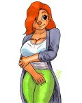  aaronhibiki anthro beauty_mark big_breasts black_eyes bra breast_squish breasts brown_nose canid canine canis cleavage clothed clothing colored_nails curvaceous curvy_figure disney domestic_dog female goof_troop hair huge_breasts legwear mammal nails one_eye_obstructed orange_hair red_hair roxanne_(goof_troop) solo squish tights translucent translucent_clothing underwear voluptuous yoga_pants 