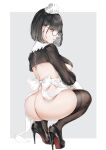 ass bottomless breast_hold heels maid megane no_bra thighhighs yukineko1018 