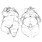  2021 96panda anthro anus balls belly butt erection genitals hi_res kemono lying male moobs nipples overweight overweight_anthro overweight_male penis simple_background sketch solo tokyo_afterschool_summoners tsathoggua video_games white_background 