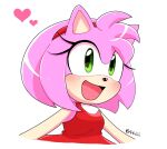  4622j accessory amy_rose anthro blush clothing dress eulipotyphlan female green_eyes hair headband hedgehog hi_res mammal pink_body pink_hair simple_background smile solo sonic_the_hedgehog_(series) white_background 