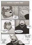  2021 absurd_res alfredblaze anthro beard canid canine canis clothing comic duo english_text facial_hair hi_res male mammal overweight overweight_male rogers_(alfredblaze) roy_blake shirt spectacled_bear text topwear tremarctine ursid wolf 