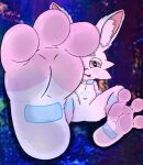 &lt;3 3_toes ambiguous_gender anthro blush digital_drawing_(artwork) digital_media_(artwork) feet foot_fetish foot_focus forest forest_background fur gil_softpaws hi_res lagomorph leporid mammal multicolored_body multicolored_ears multicolored_fur nature nature_background nintendo plant pok&eacute;mon pok&eacute;mon_(species) rabbit scorbunny signature sitting solo toes tongue tongue_out tree video_games white_body white_fur 