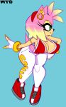  absurd_res alternate_version_at_source amy_rose anthro areola areola_slip big_breasts breasts cleavage clothed clothing ear_piercing eulipotyphlan female footwear gyaru hedgehog hi_res highlights_(coloring) light_body light_skin lips lipstick long_nails makeup mammal marthedog piercing ring shoes solo sonic_the_hedgehog_(series) thick_thighs 