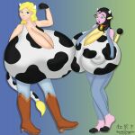  animal_humanoid animal_print anthro bardicdragoon barefoot bessie_miltank_(sturk-fontaine) biceps big_bessie_(sturk-fontaine) big_breasts boots bovid bovid_humanoid bovine bovine_humanoid breast_expansion breasts cattle_humanoid clothing cow_print cowbell cowboy_boots cowgirl_outfit curvy_figure duo expansion feet female footwear hi_res huge_breasts humanoid hyper hyper_breasts mammal mammal_humanoid miltank monster_girl_(genre) nintendo overalls pok&eacute;mon pok&eacute;mon_(species) video_games voluptuous wardrobe_malfunction 