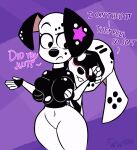  101_dalmatian_street 101_dalmatians anthro anthro_on_feral anthrofied bestiality big_breasts bite biting_lip black_body black_fur black_nose black_spots blush breast_grab breasts canid canine canis crossgender d-pad_(whitewolf20xx) dalmatian dezmen_daiquiri disney domestic_dog duo english_text eyebrows fan_character female feral frown fur hand_on_breast hi_res looking_at_another male male/female mammal nude pink_body pink_fur raised_eyebrow simple_background spots spotted_body star text white_body white_fur whitewolf20xx wide_hips 