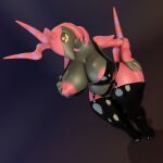  3d_(artwork) anthro big_breasts blender_(software) boots breasts clothing digital_media_(artwork) female footwear hi_res legwear mixiorca nintendo pok&eacute;mon pok&eacute;mon_(species) rubber scolipede solo stockings video_games 