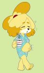  animal_crossing anthro belly beverage bf-felz canid canine canis clothing coffee digestion_noises domestic_dog female hi_res isabelle_(animal_crossing) mammal nintendo pajamas paws solo tired tired_eyes video_games 
