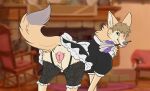  anatomically_correct animal_genitalia animal_pussy canid canine canine_pussy clothing dirty.paws female fennec feral fox genitals hi_res lingerie looking_at_viewer maid_uniform mammal presenting pussy solo spade uniform 