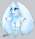  absurd_res anthro blasticussaturn blue_eyes curly_fur female fur hi_res looking_at_viewer lopunny nintendo open_mouth pok&eacute;mon pok&eacute;mon_(species) puffy_tail signature simple_background video_games white_body white_fur 